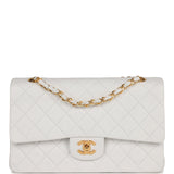 Chanel Vintage Medium Classic Double Flap Bag White Lambskin Gold Hardware