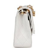 Chanel Vintage Medium Classic Double Flap Bag White Lambskin Gold Hardware