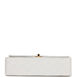 Chanel Vintage Medium Classic Double Flap Bag White Lambskin Gold Hardware