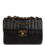 Chanel Vintage Mademoiselle XL Jumbo Single Flap Black Lambskin Gold Hardware