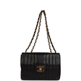 Chanel Vintage Mademoiselle XL Jumbo Single Flap Black Lambskin Gold Hardware