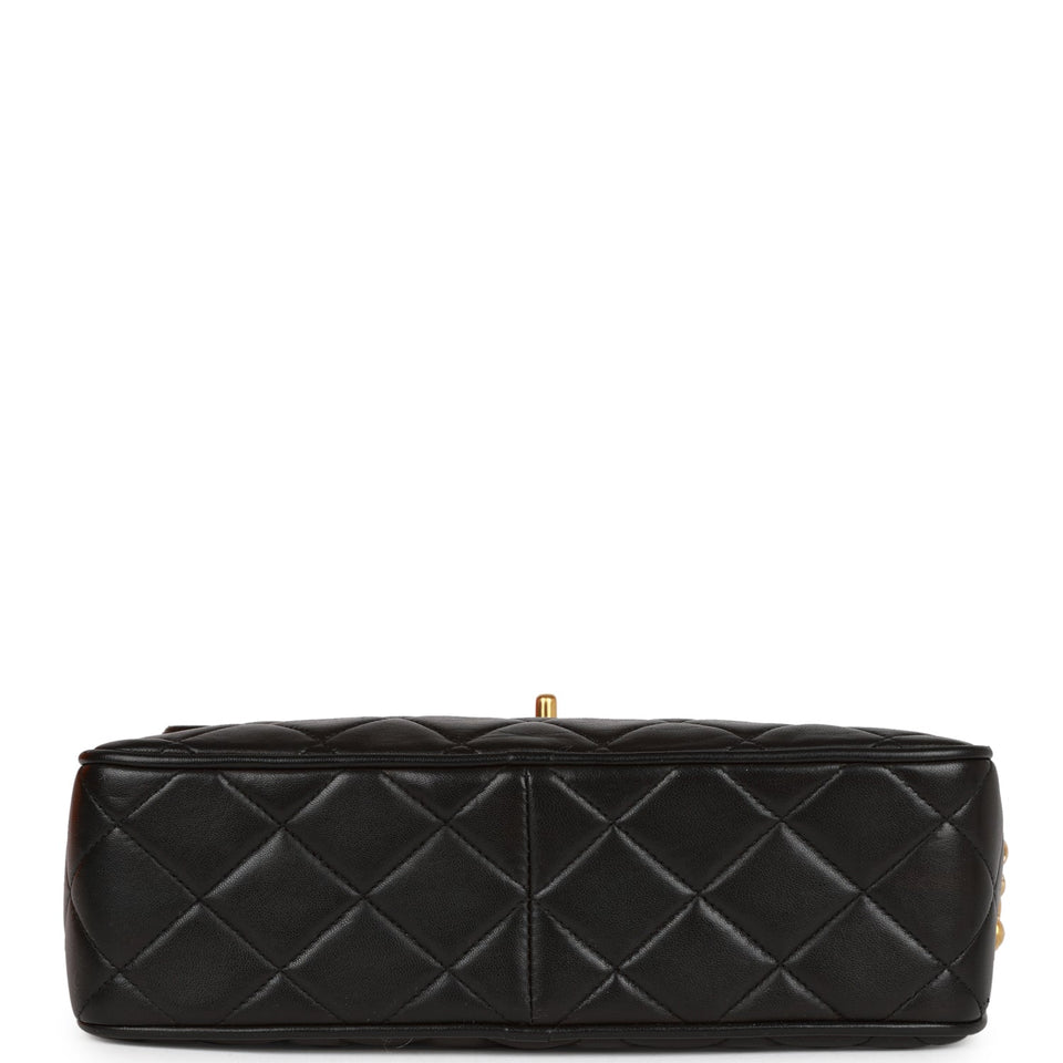 Chanel Vintage Small Diana Fringe Camera Bag Black Lambskin Gold Hardware