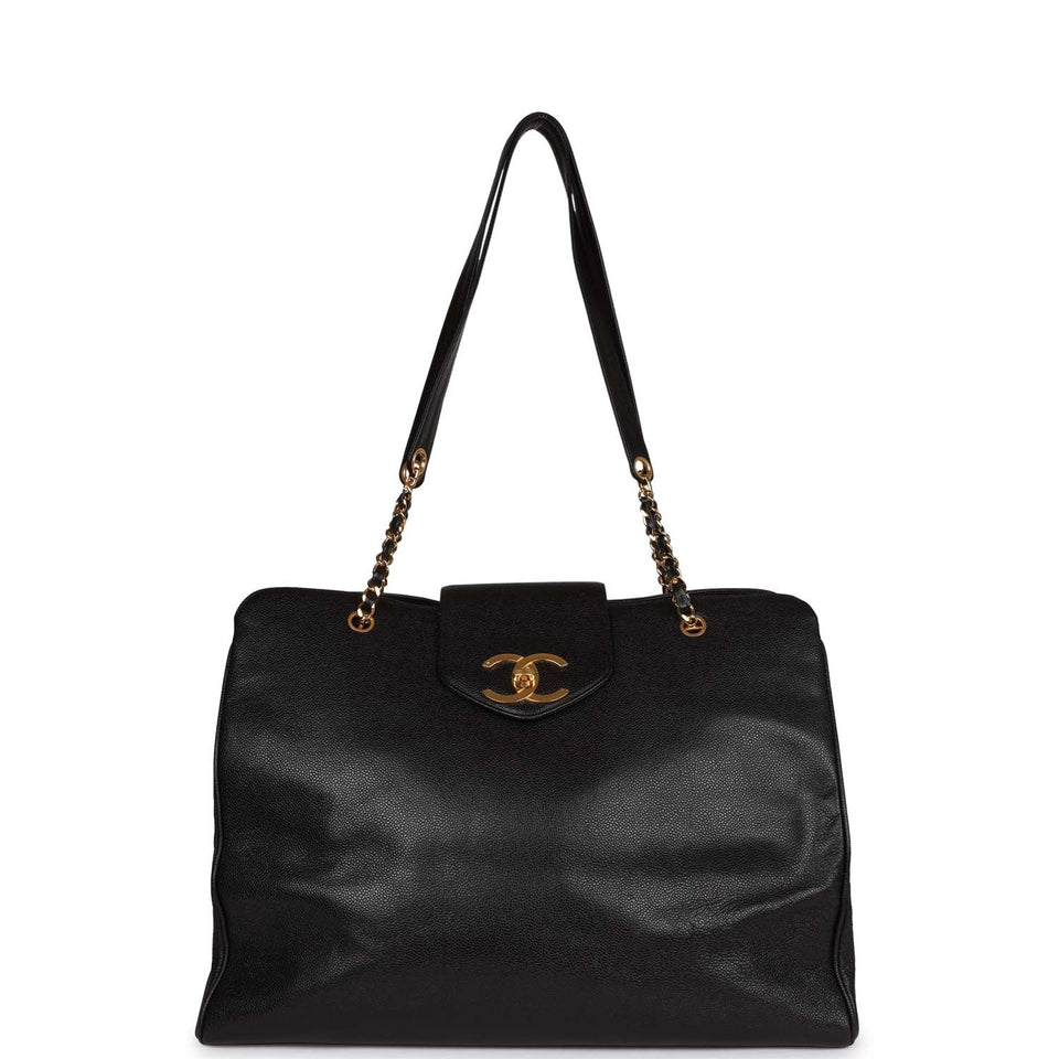Chanel Vintage Supermodel Tote Black Caviar Gold Hardware