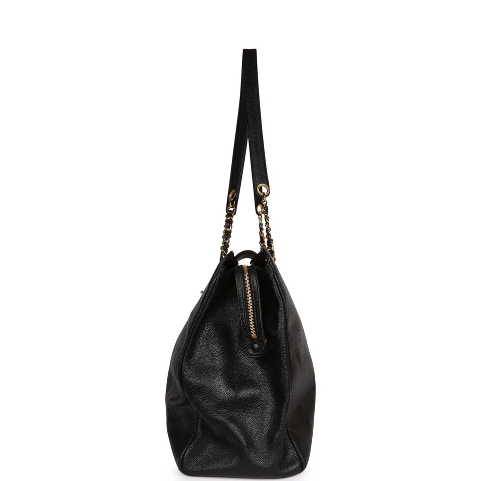 Chanel Vintage Supermodel Tote Black Caviar Gold Hardware