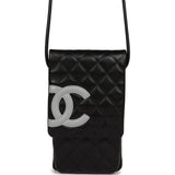 Chanel Vintage Cambon Messenger Crossbody Black and Grey Calfskin Silver Hardware