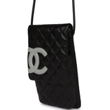Chanel Vintage Cambon Messenger Crossbody Black and Grey Calfskin Silver Hardware