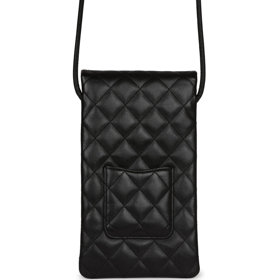 Chanel Vintage Cambon Messenger Crossbody Black and Grey Calfskin Silver Hardware