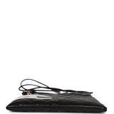 Chanel Vintage Cambon Flat Messenger Black and White Lambskin Silver Hardware