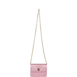 Chanel Vintage Mini Straight Flap Bag Pink Satin Gold Hardware
