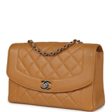 Chanel Vintage Medium Diana Flap Bag Dark Beige Caviar Silver Hardware