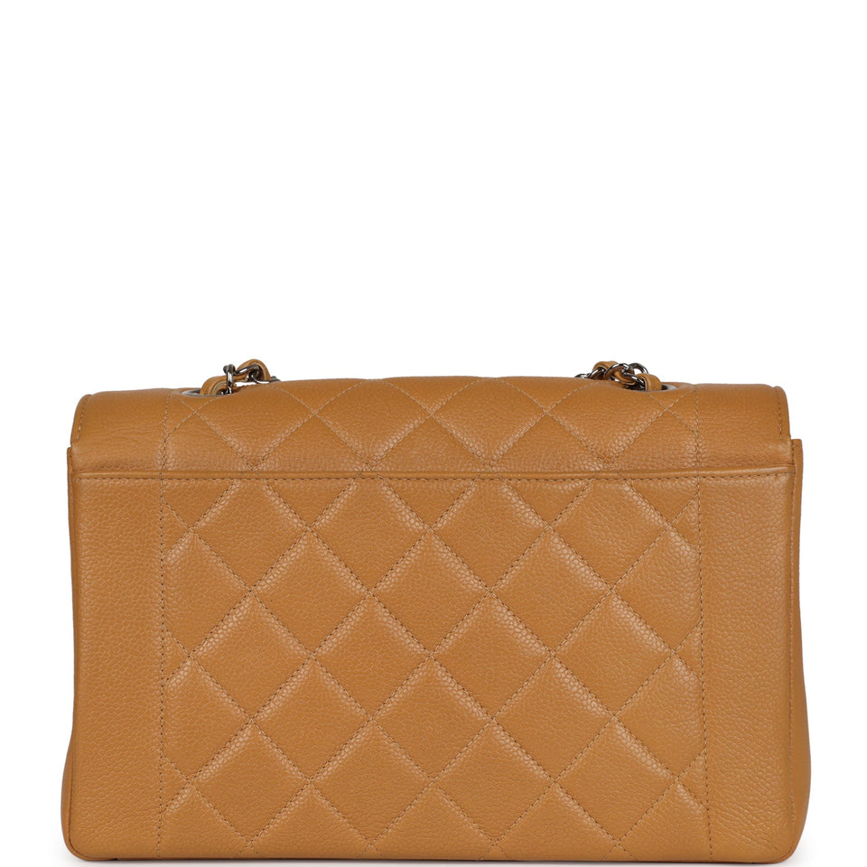 Chanel Vintage Medium Diana Flap Bag Dark Beige Caviar Silver Hardware