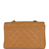 Chanel Vintage Medium Diana Flap Bag Dark Beige Caviar Silver Hardware