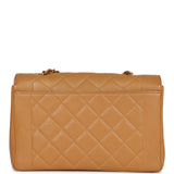 Chanel Vintage Medium Diana Flap Bag Dark Beige Caviar Gold Hardware