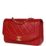 Chanel Vintage Small Diana Flap Bag Red Lambskin Gold Hardware