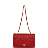 Chanel Vintage Small Diana Flap Bag Red Lambskin Gold Hardware