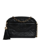 Chanel Vintage Quilted Front Pocket Camera Bag Black Lambskin Gold Hardware