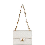 Chanel Vintage Mini Square Flap White Caviar Gold Hardware
