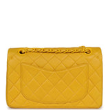 Chanel Vintage Small Classic Double Flap Bag Yellow Lambskin Yellow Hardware