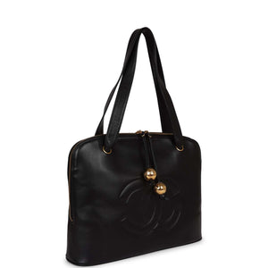 Chanel Vintage Timeless CC Dome Tote Black Lambskin Gold Hardware