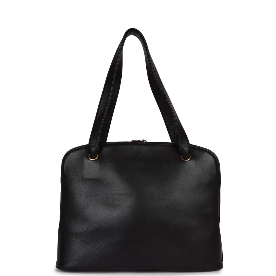 Chanel Vintage Timeless CC Dome Tote Black Lambskin Gold Hardware