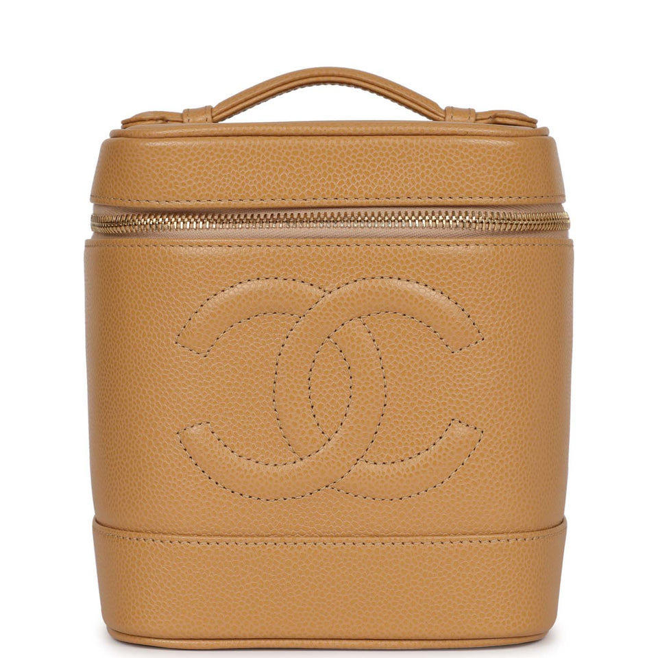 Chanel Vintage Vanity Dark Beige Caviar Gold Hardware