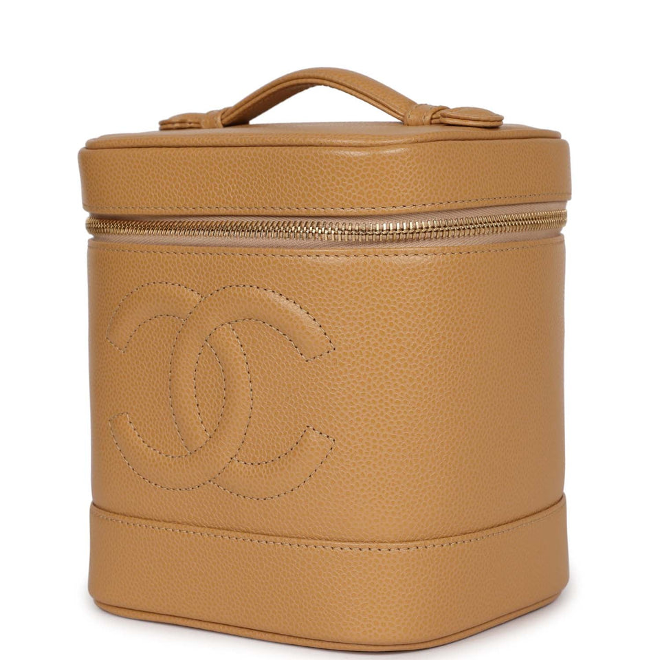Chanel Vintage Vanity Dark Beige Caviar Gold Hardware