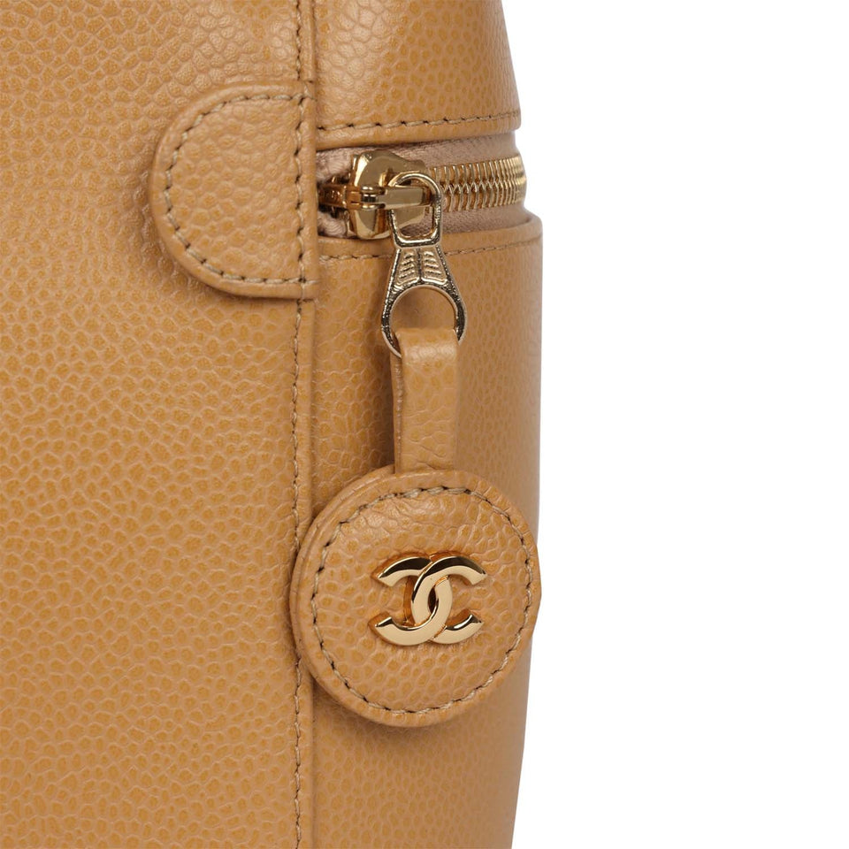 Chanel Vintage Vanity Dark Beige Caviar Gold Hardware