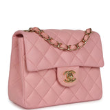 Chanel Vintage Mini Square Flap Light Pink Lambskin Gold Hardware