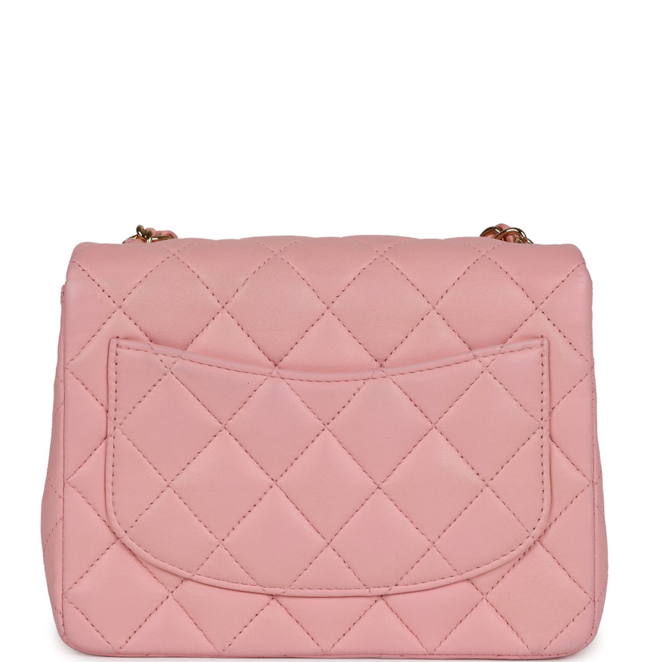 Chanel Vintage Mini Square Flap Light Pink Lambskin Gold Hardware