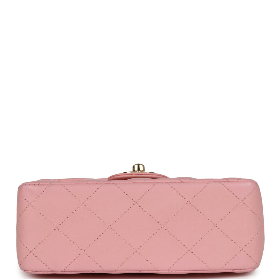 Chanel Vintage Mini Square Flap Light Pink Lambskin Gold Hardware