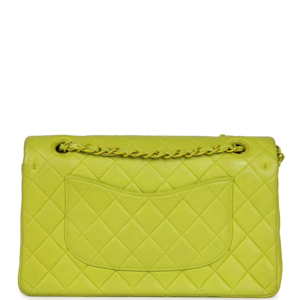 Chanel Vintage Medium Classic Double Flap Lime Green Lambskin Green Hardware