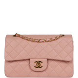 Chanel Vintage Small Classic Double Flap Pink Lambskin Gold Hardware