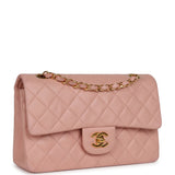 Chanel Vintage Small Classic Double Flap Pink Lambskin Gold Hardware