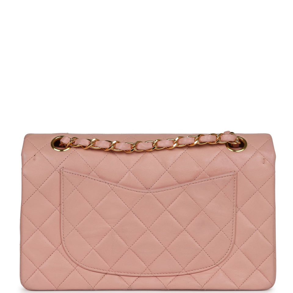 Chanel Vintage Small Classic Double Flap Pink Lambskin Gold Hardware