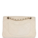 Chanel Vintage Medium Single Flap Bag White Lambskin Gold Hardware