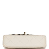 Chanel Vintage Medium Single Flap Bag White Lambskin Gold Hardware
