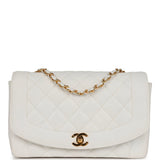 Chanel Vintage Medium Diana Flap Bag White Caviar Gold Hardware