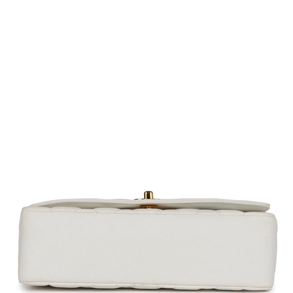 Chanel Vintage Medium Diana Flap Bag White Caviar Gold Hardware