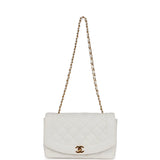 Chanel Vintage Medium Diana Flap Bag White Caviar Gold Hardware
