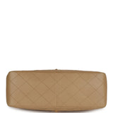 Chanel Vintage Double Sided Flap Bag Taupe Lambskin Gold Hardware