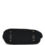 Chanel Vintage Straw Tote Black Raffia Gold Hardware