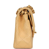 Chanel Vintage Small Classic Double Flap Beige Lambskin Gold Hardware