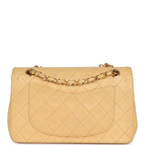 Chanel Vintage Small Classic Double Flap Beige Lambskin Gold Hardware