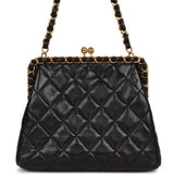 Chanel Vintage Frame Bag Black Lambskin Gold Hardware