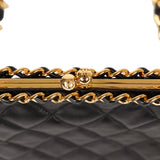 Chanel Vintage Frame Bag Black Lambskin Gold Hardware
