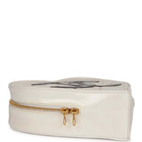 Chanel Vintage Heart Vanity Bag White and Black Patent Antique Gold Hardware