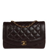 Chanel Vintage Medium Diana Flap Bag Brown Caviar Gold Hardware