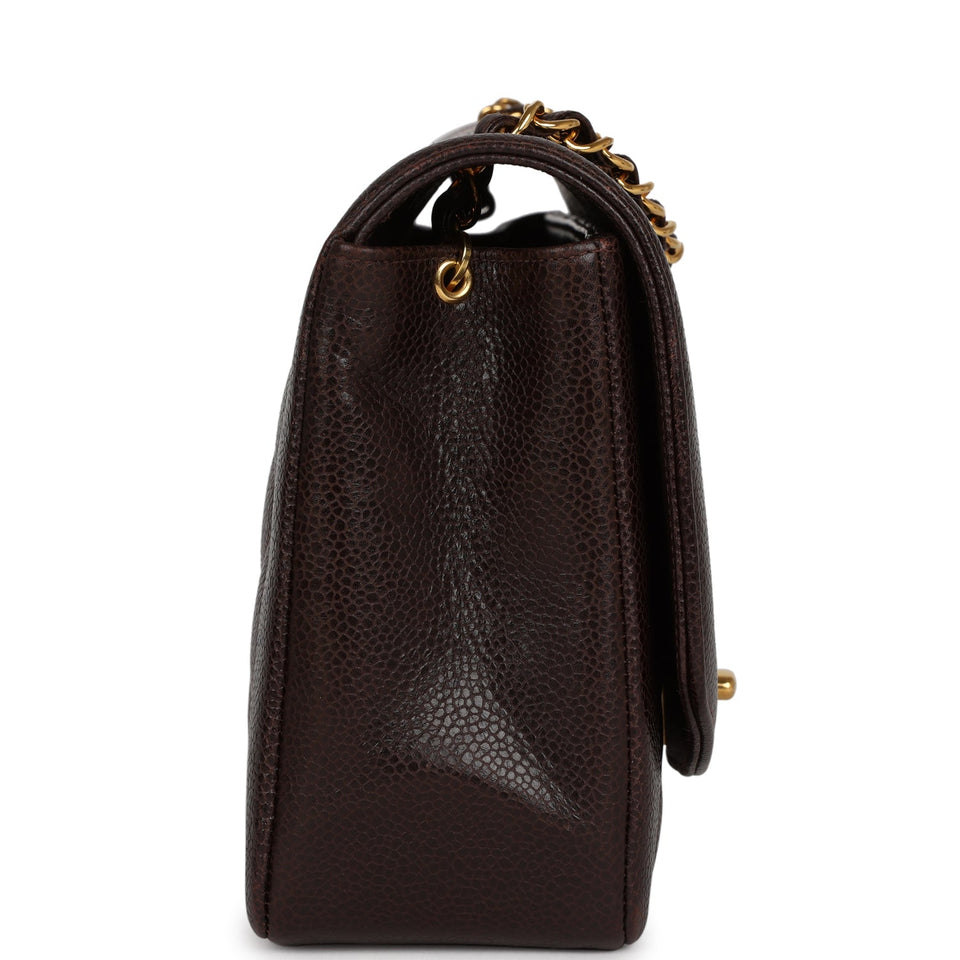 Chanel Vintage Medium Diana Flap Bag Brown Caviar Gold Hardware
