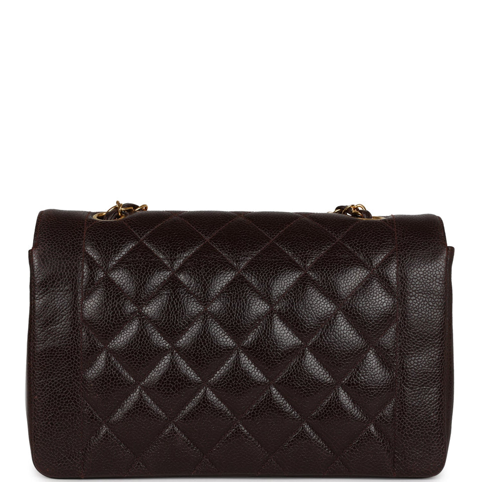 Chanel Vintage Medium Diana Flap Bag Brown Caviar Gold Hardware