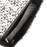 Chanel Vintage Kelly Parent Flap Black and White Sequin Tweed Gold Hardware